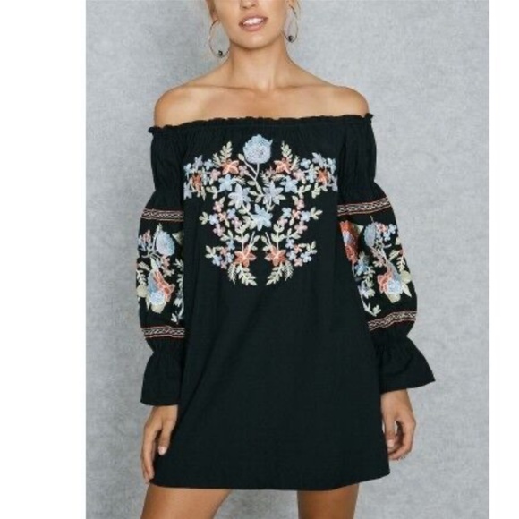 Free People |  Fleur Du Jour Embroidered Off-Shoulder Dress | Small - Picture 8 of 16